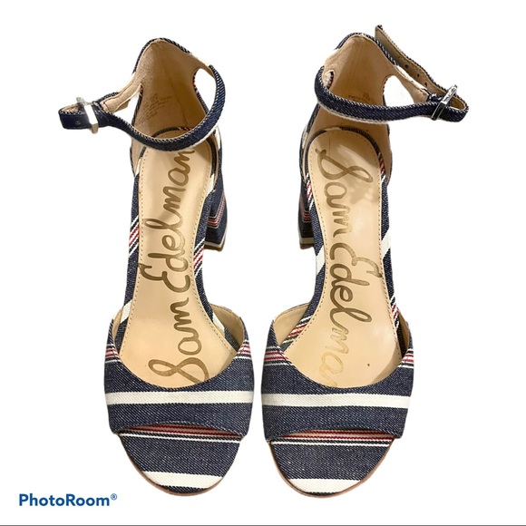 2/$25✨Sam Edelman Susie Heeled Sandal Striped 5.5 - Picture 2 of 7
